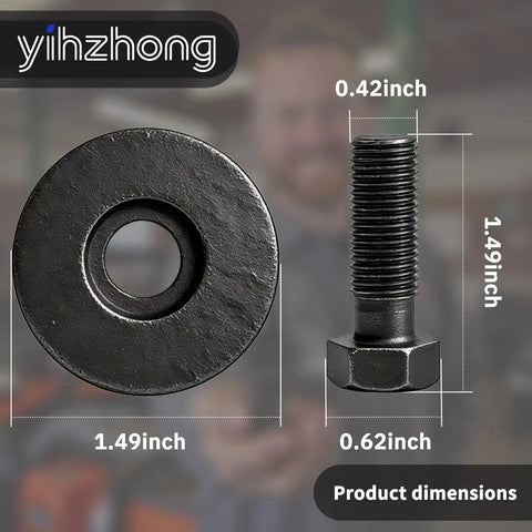Dimensions of 3 Pcs Blade Bolt And Washer Assembly 1 1/4 Inch By 7/16 Inch Thread 20 Heavy Duty For Lawn Mower Decks.