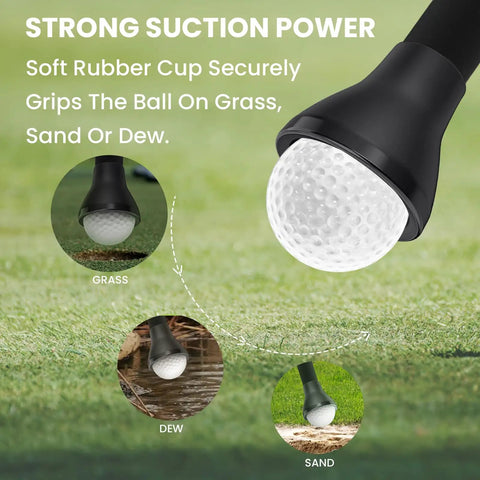 Golf Ball Retriever Suction Cup Putter Grip Tool 2 Pack Practical Grabber with durable rubber on grass, sand, and dew.