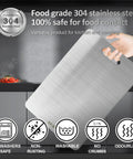 Three Piece Stainless Steel Cutting Board Set With Double Sided Thick Boards For Home Kitchen Cooking Includes Small Medium And Large Sizes Food Grade 304 Stainless Rust Resistant And Easy To Clean shown in hand