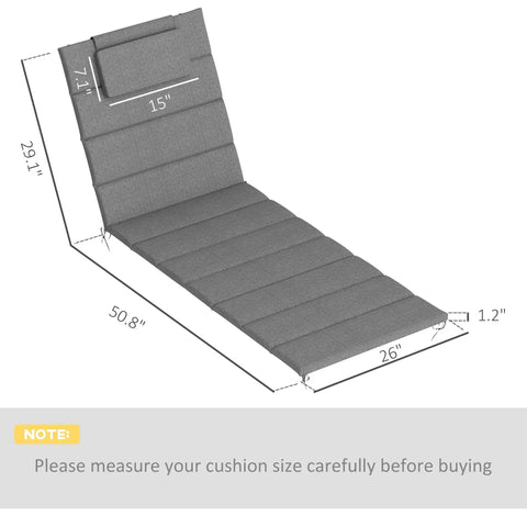 Go-To Outdoor Lounge Chair Cushions Set Of 2, 80 By 26 Inches, UPF50 Plus Fade Resistant Olefin Fabric, 25D High Density Foam, Charcoal Gray
