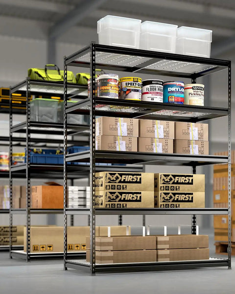 Built Tough Five Tier Heavy Duty Metal Shelving Unit With 4000 Lb Capacity, Adjustable Modular Rack For Garage Basement And Workshop Zero Hassle Organization