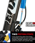 Magura Hydraulic Brake Bleed Kit in action with syringe, mineral oil fluid, dual piston stops, and disc brake system.