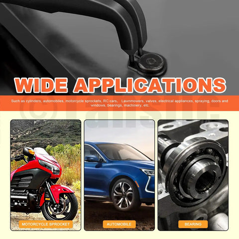 Wide applications of External Retaining Rings Kit 265 Pcs in automobiles, motorcycles, and machinery.