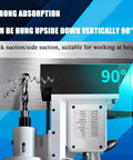 Powerful 1500W Magnetic Drill Press showing 90° operation angle, highlighting strong suction for vertical use in metalworking.