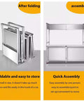 Heavy Duty Food Cart On Wheels For Street Food Markets And Events, Thickened Sheet Metal Construction with foldable and assembled views