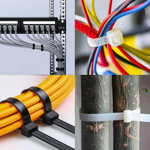 Heavy Duty Zip Ties Assorted Pack 6 Inch 40Lb 8 Inch 50Lb 12 Inch 50Lb Nylon 66 UV Resistant Indoor Outdoor Cable Ties Set