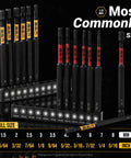 Impact Hex Head Allen Wrench Drill Bit Set 24 Piece 4 Inch Length Metric And SAE Premium S2 Steel With One Quarter Inch Hex Shank CNC Machined Magnetic Bits Includes Storage Box For Automotive And Home Projects Ideal For Auto Repairs, displayed in a storage tray with size labels visible.