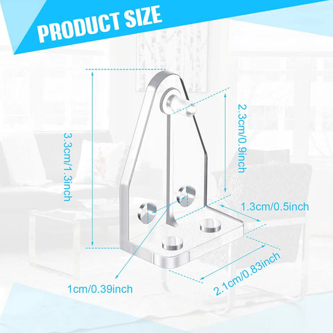 Crystal Clear Window Blind Hold Down Brackets No Sweat Mini Plastic Tension Clips For Roller Shades And Blinds Quick Setup dimensions illustration