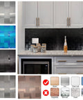 DIY Friendly Peel And Stick Metal Backsplash For Kitchen No Glue No Grout, 10 Brushed Aluminum Mosaic Panels With 3D Texture