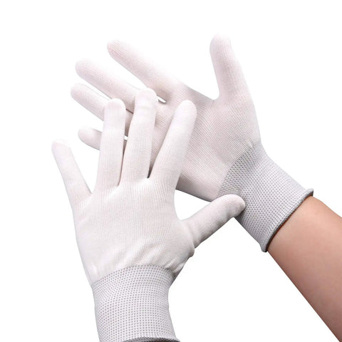 Super Comfy Breathable White Nylon Work Gloves Non Slip For Vinyl Wrapping Pc Building Daily Labor Tasks Soft Skin Feel No Odor One Size Fits Most Pack Of Six Pairs