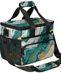Marble Texture Insulated Picnic Backpack Lunch Bag For Women And Men, Portable Dope Lunch Tote with black adjustable straps