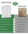 Comparison chart showing 16x20x1 MERV 8 Pleated Air Filter 4 Pack with durable frame against another brand