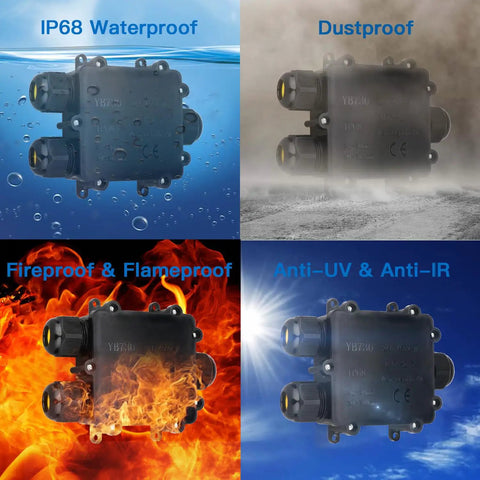 3 Way IP68 Waterproof Junction Box For Outdoor Use Tough As Nails External Electrical Box in various protective environments