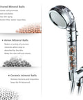 Purifying Shower Head With Beads For Hard Water No More Dry Skin, featuring filtration beads, high-pressure handheld design, and hose.