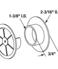 Diagram of Closet Pole Sockets For One And Three Eighths Inch Poles White Plastic Mounts 2 Pack Solid Brackets For Secure Closet Rod Installation Fits One And Three Eighths In Poles Easy To Install And White Finish Replacement Hardware For Home Improvement And detailing dimensions and structure.