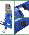 Raseparter 16mm Hydraulic Rebar Cutter, Portable Electric Steel Bar Tool For Construction Sites, close-up of motor and handle.
