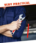 Person holding heavy duty metal bender tool hand seamer with anti slip jaw for HVAC and metalwork projects, great for pros and DIY hobbyists.