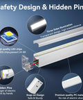 Hexagon Garage Ceiling Lights 18-Grid LED Panel showing hidden pins, high quality LED chips, and snap-on design details.