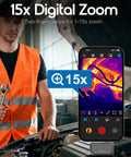 Smartphone Thermal Imaging Camera With 320x240 IR Resolution For iOS And Android USB-C Compatible showing 15x digital zoom feature