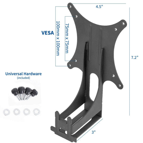 Quick Attach VESA Adapter Plate Mount For Acer And ViewSonic Monitors with dimensions and hardware included