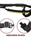 Black Tactical Ammo Sling For Shotgun And Rifle, Adjustable Shell Belt That Holds 15 Rounds, Fits 12 Gauge And 20 Gauge
