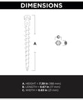Dimensions diagram of 4 Pack Seven And A Half Inch Screw In Ground Anchors For Yard Tents And Tarps Green 70 Lb Pull Heavy Duty Rustproof