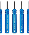 Pro Grade Pin Extractor Tool Kit For JST AMP And Molex Connectors.062 And.093 Inch, 5 Piece Tube Type Pin Extractors displayed in blue.