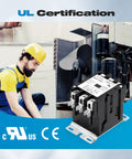 3 Pole 40 Amp AC Contactor For Outdoor HVAC Units 240V Coil UL Listed with technician, condenser in background