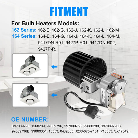 Upgraded Bathroom Fan Motor And Blower Assembly For Broan Nutone Ceiling Heaters Straight Fit Quiet Swap Easy Install Compatible With Model 162 164 Series No Headache Rock Solid Replacement Part