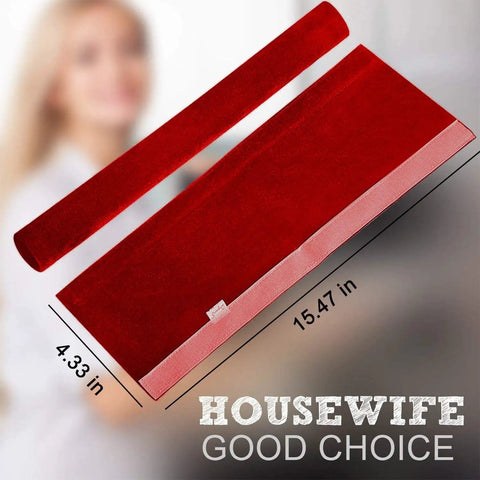 Five Piece Velcro Refrigerator Door Handle Covers In Big Red Easy Adjustments, 15.47" x 4.33" dimensions displayed.