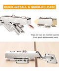 2 Pack Full Overlay Soft Close Cabinet Hinges for Frameless European Kitchens, showing quick-install clip-on design on 35mm cup.