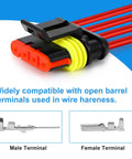 Heavy Duty Ratchet Wire Crimper Tool Hella Tight Grip For Open Barrel Terminal Connectors compatible connectors and terminals.