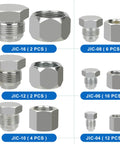 JIC Cap And Plug Set For 37 Degree Flare Hydraulic Hose Fittings Carbon Steel 72 Pieces Sizes 4 6 8 10 12 16