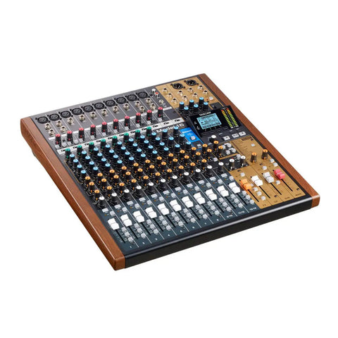 All In One 16 Track Studio Recorder And Mixer With USB Audio Interface And SD Card Recording Capabilities on white background