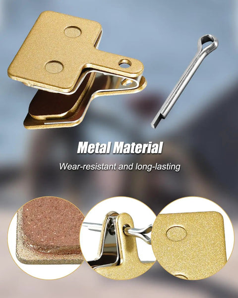 Close-up of metal brake pads for EB26 Ares 2 V9-G60 S8 S6 electric bikes, emphasizing wear-resistant material.