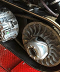 Close-up of offroad CVT with Double Notch G Force Carbon Cord CVT Drive Belt For Ranger 700 800 And RZR 800 Fits 3211162 3211133