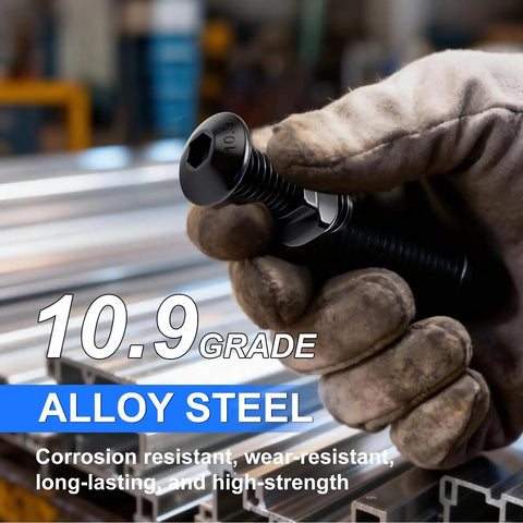 Straight Up Solid 260 Piece M5 T Slot Nuts And Bolts Assortment Kit For 2020 Series Aluminum Extrusion Rails Features Heavy Duty Hex Socket Screw 10.9 grade alloy steel.