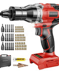 Professional Cordless Rivet Nut Tool Kit With Brushless Motor And One Button Operation Delivers Hella Fast 2030 Pounds Of Pulling Force For 18V Battery Platforms And Pro Shop Work with accessories.