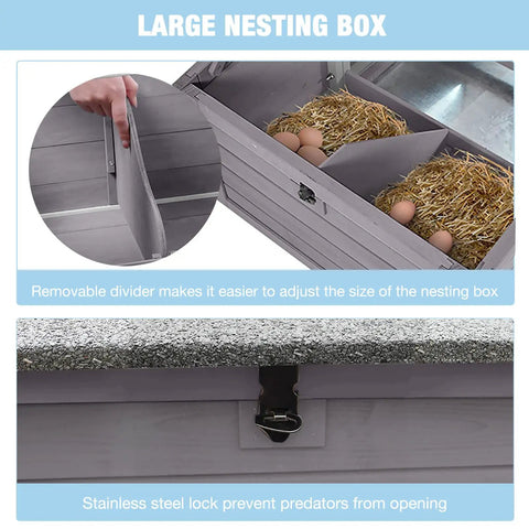 Backyard Chicken Coop On Wheels With Run Kit Large Wooden Hen House nesting box with removable divider and predator lock
