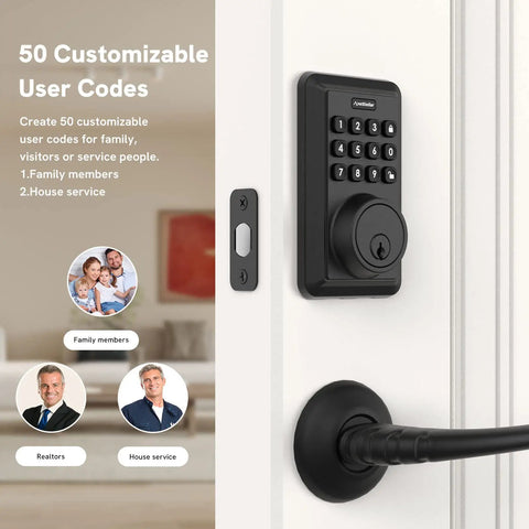 Electronic Keypad Deadbolt For Beefing Up Your Home Security With 50 User Codes And Anti-Peep on modern white door