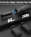 GPS Drone With EIS 2K Camera And 7.22 Inch Remote Screen FPV RC Drones With AI Track Night Shot Auto Return Follow Me Long Range Transmission 64 Min Flight Time 2 Batteries Ultra Lightweight Under 249g Handbag Included Beginner Friendly, showcasing 64-min flight and batteries