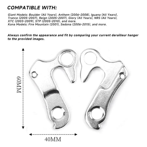 Derailleur Hanger 21 Replacement for Mountain and Road Bikes, aluminum, includes screws, compatible models listed
