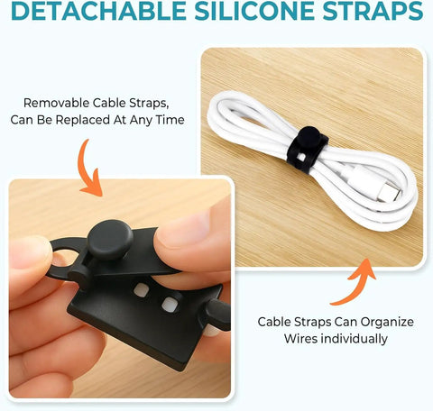 Cable Management Kit With 15 Adhesive Cable Holders 15 Zip Ties 15 Screws 8 Silicone Cord Ties And 8 Adjustable Straps