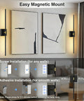 Battery Operated Wall Sconces Set Of 2 Rechargeable Wireless Wall Lights 360 Rotatable Magnetic, showing installation options on a wall.