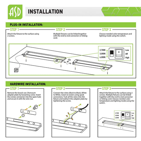 Installation guide for Lit 9 Inch Under Cabinet LED Lights With Dimmable Brightness Plug In Or Hardwired Install 3 Color Temperatures