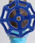 Top view of blue iron valve handwheel from Outdoor Faucet Handle Replacement Kit 5 Pack Blue Iron Valve Handwheels 2.3 Inch Size.