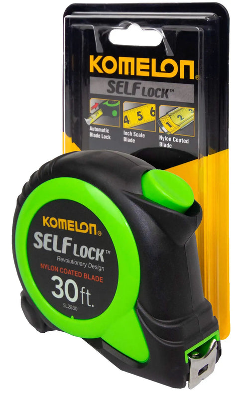 30 Foot Tape Measure With Self Locking Blade Retractable Design, Nylon Coated Blade, Impact Resistant Case, Stud Markings Every 16 Inches For Quick, Accurate Measurements