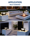 Outdoor setup with Solar Post Lights Outdoor 14.96 Inch IP54 Waterproof Pillar Lamps on patio and entrance.