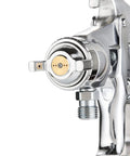 Professional Pressure Feed Air Spray Paint Gun Featuring Precision Nozzle close-up showcasing adjustable nozzle and detailed metal finish.
