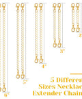 Go-To Gold Jewelry Extenders Set For Necklaces, Bracelets, And Anklets, 10 Pieces In Assorted Sizes, Stainless Steel Chain Extenders